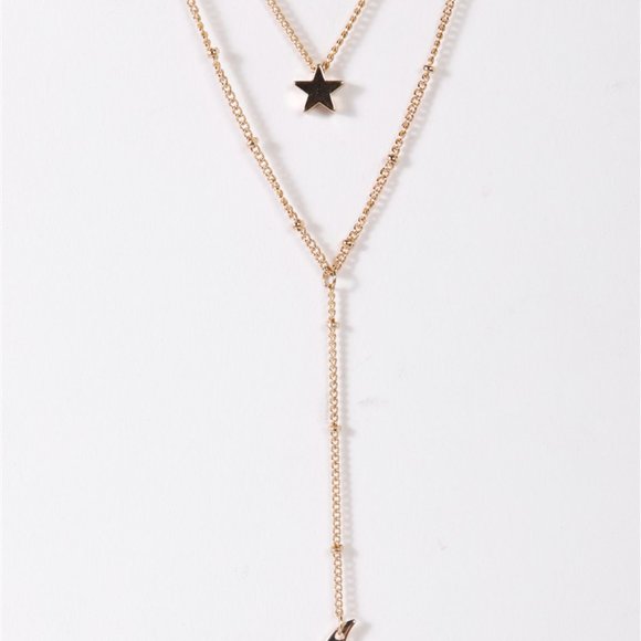Over The Moon Double Chain Moon & Star Necklace - Picture 5 of 5